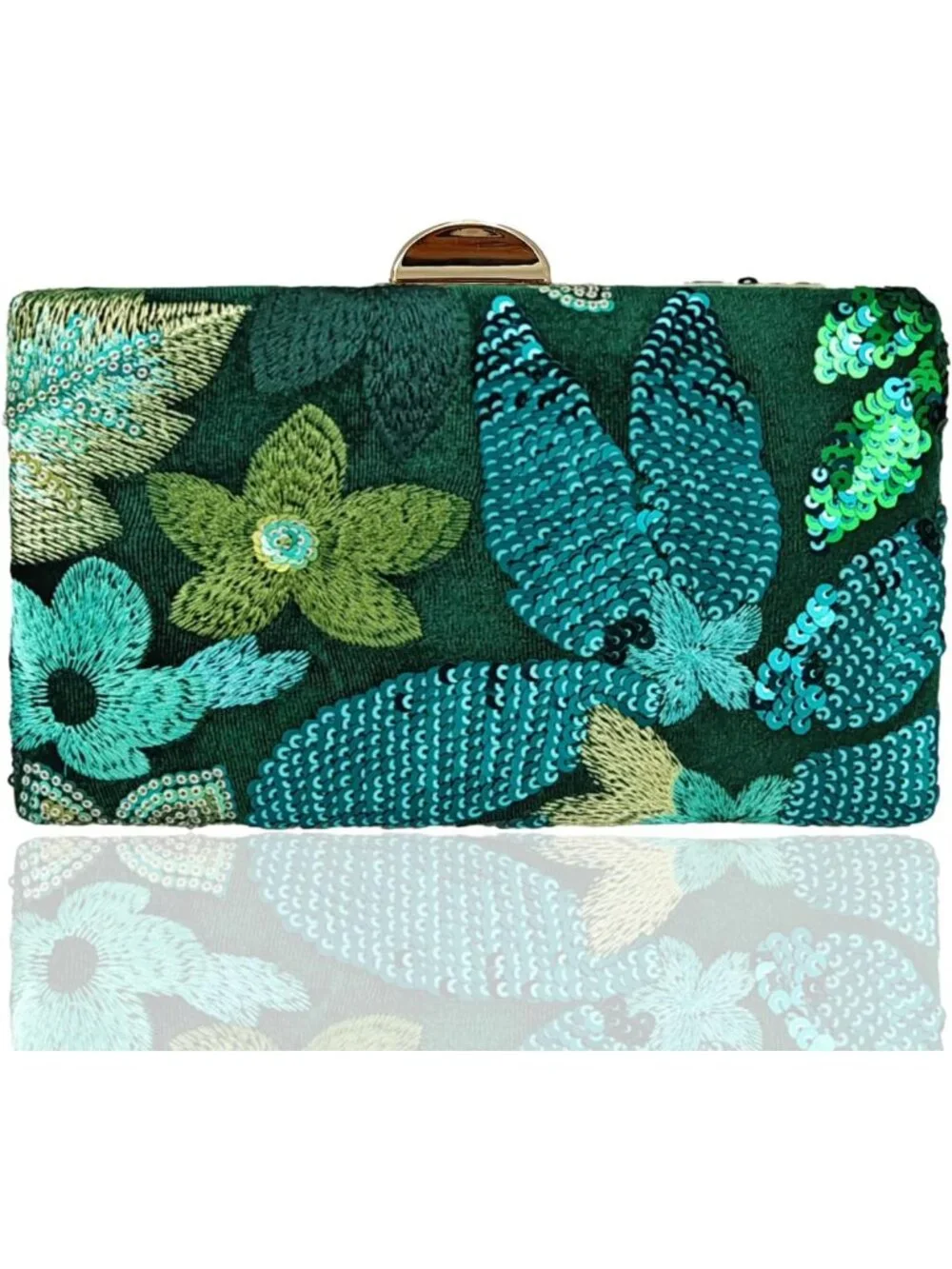 Floral Beaded Sequin Clutch Purse | Embroidered Evening Bag for Weddings